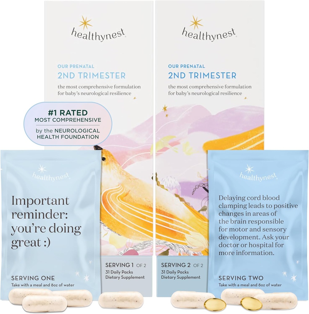 Sağlıklı 2nd Trimester Prenatal Vitamin | Hamilelik Desteği Fetal Beyin Gelişimi için Metilfolate, Choline, DHA, Iron, Inositol | 31 Day Supply