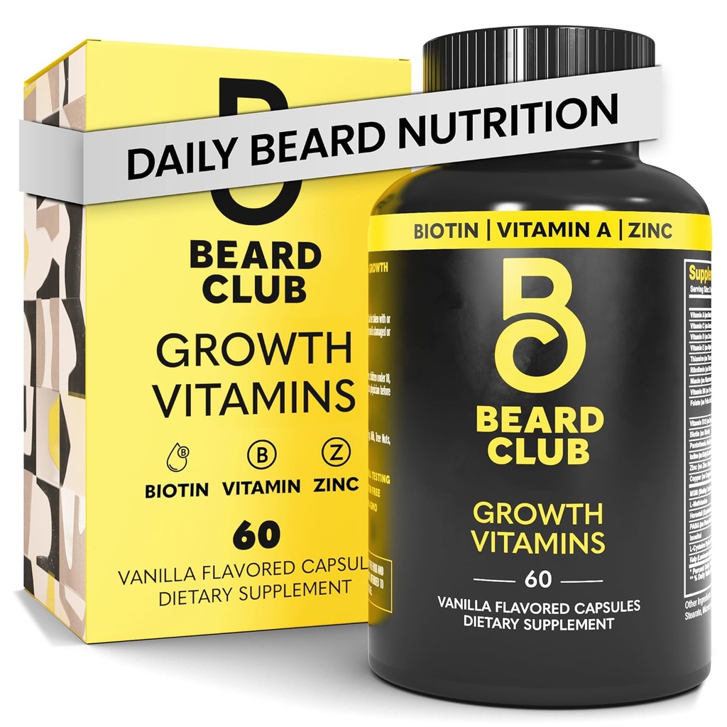 The Beard Club - Biotin Beard Growth Vitamins - Υποστήριξη ενός thicker Fuller Beard, Συμπληρώστε τα Patches - Ορυκτά & Multi-Vitamins Βοήθεια Υποστήριξης και Διέγερσης Υγιέστερη ανάπτυξη προσώπου μαλλιά