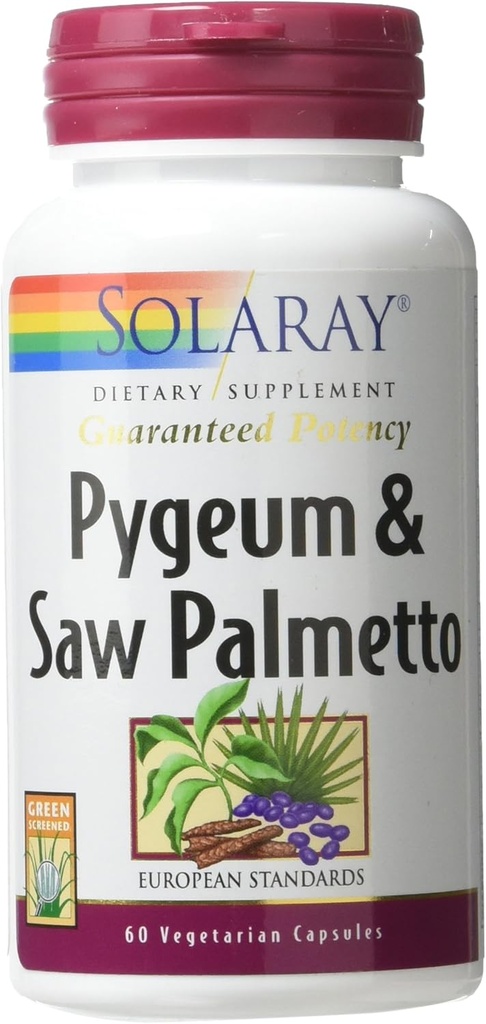 Solaray Pygeum ve Saw Palmetto Supplement, 60 Count