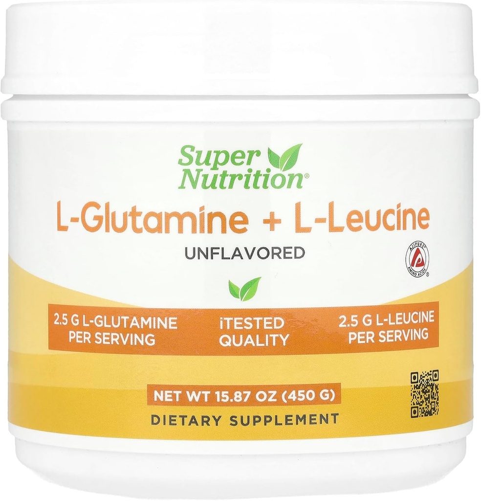 Süper Beslenme L-Glutamine + L-Leucine, Unflavored, 15.87 oz (450 g)