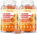 Calcium Magnesium Zinc Gummies with Vitamin D3 & K2 - High Absorption Magnesium Glycinate 400mg - Sugar Free Calcium Supplement - Support Nerve Muscle Mood & Immunity - for Adults Men Women Kids