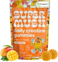 SuperMush Daily Tinatine Gummies with Cordyceps - Daily Superfood - Sugar Free Kretine Monohidrat Supplement for Strength, Focus, and Recovery – Vegan Gummy Formula, Mango Flavor, 20Day Supply