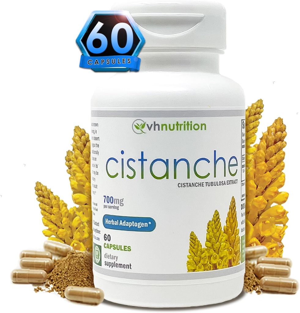 VH Nutrition CISTANCHE | Cistanche Capsules | Hormone Support Supplement for Men* | 700mg per Serving | Standardized Cistanche tubulosa Extract for Energy, Vitality, and Well-Being | 60 Capsules