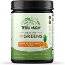 TERRA ORIGIN Sağlıklı Yeşiller Toz Tamam | Superfood Digestive Enzyme & Probiyotik Mixs | Immune, Gut ve Digestive Support for Women | Tropikal Passion Meyve (30 Hizmet)