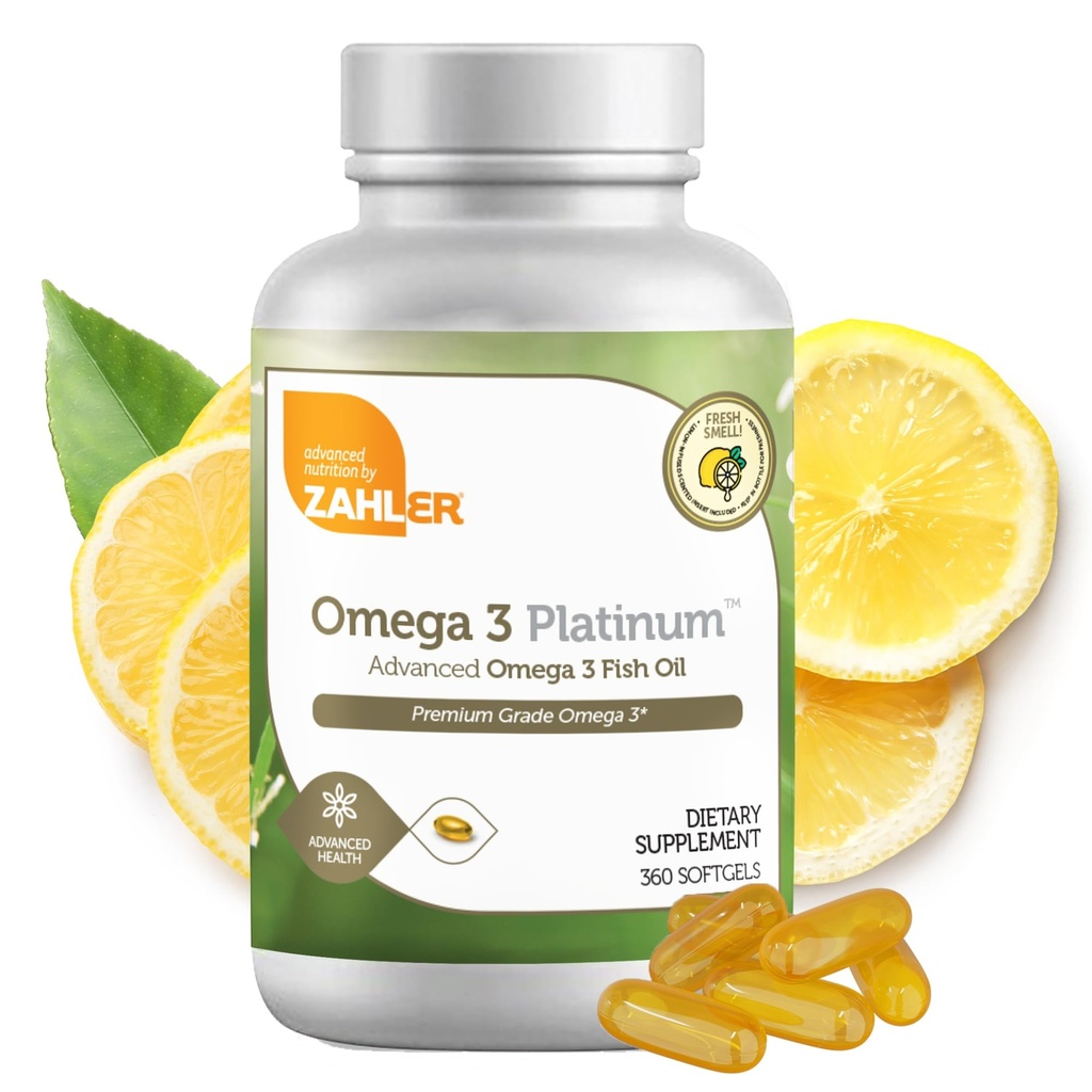 Zahler Omega 3 Fish Oil - Omega 3 Supplements with Fatty Acids, 600 mg EPA ve 400 mg DHA - Supplements Derived from Kosher Tuna - Supports Brain & Heart Health (360 Softgels)