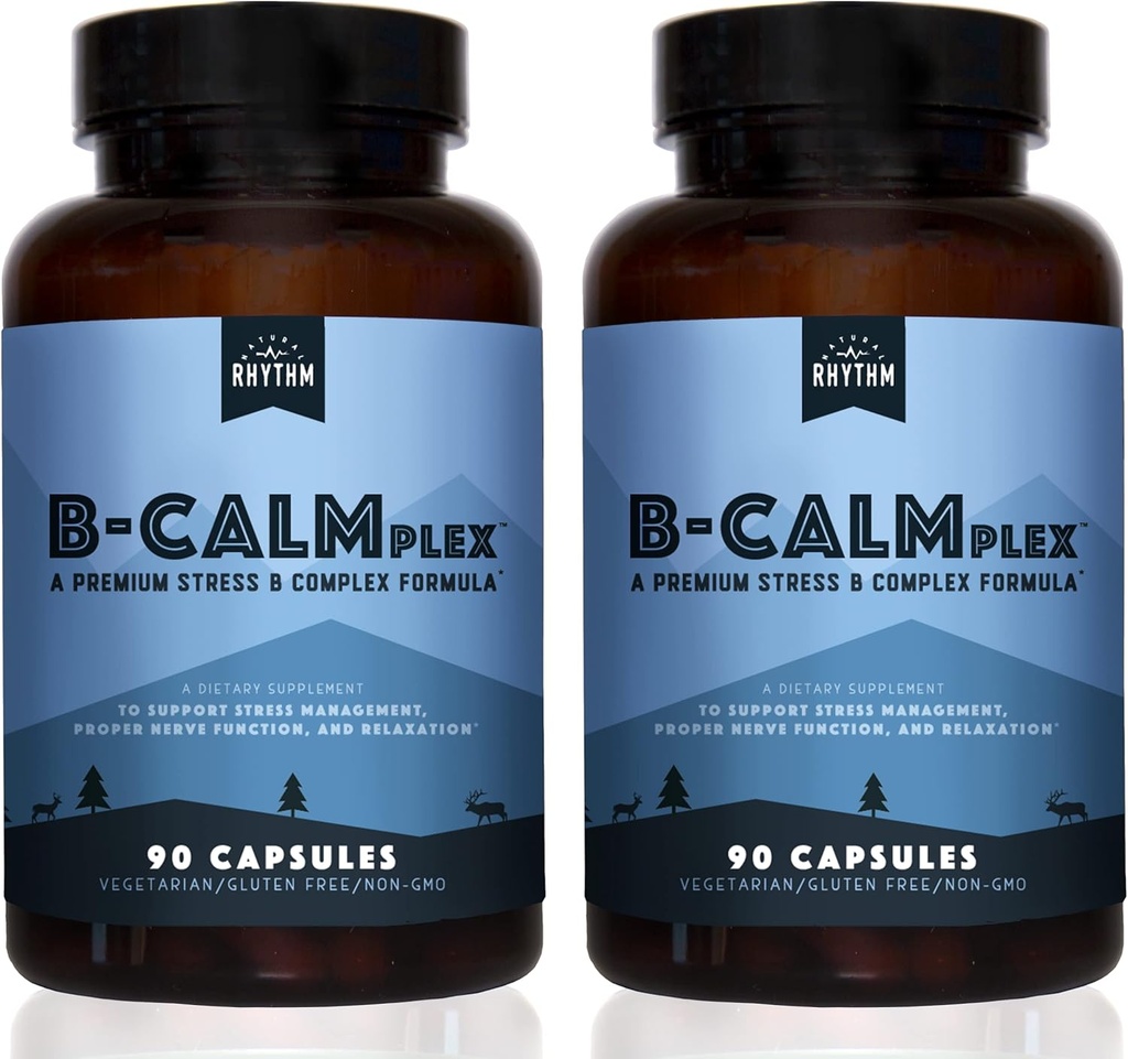 Doğal Rhythm B-CALMplex, 2 Pack, Unique B Vitamini, B Kompleks Desteği Proper Nerve Function and Relaxation, 3 Moon Supply, 90 Şişes