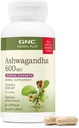 GNC Herbal Plus Ashwagandha 600 mg Supplement, Klinik Kuvvet, Vejetaryen, Stres Yardımı, 30 Hizmet