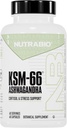 NutraBio Ashwagandha KSM-66 | Ashwagandha Herbal Supplement for Stress, Mood, & Performance | 600 MG of Klinikly Studied KSM66 60 Capsules