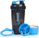 Protein Shaker Şişe - Spor Su Şişesi - Tersiz 3 Katmanlı Twist Off 3oz Cups with Pill Tray - Leak Pro Shake Şişe Mixer- Protein Toz 22 oz Shake Cup with Storage