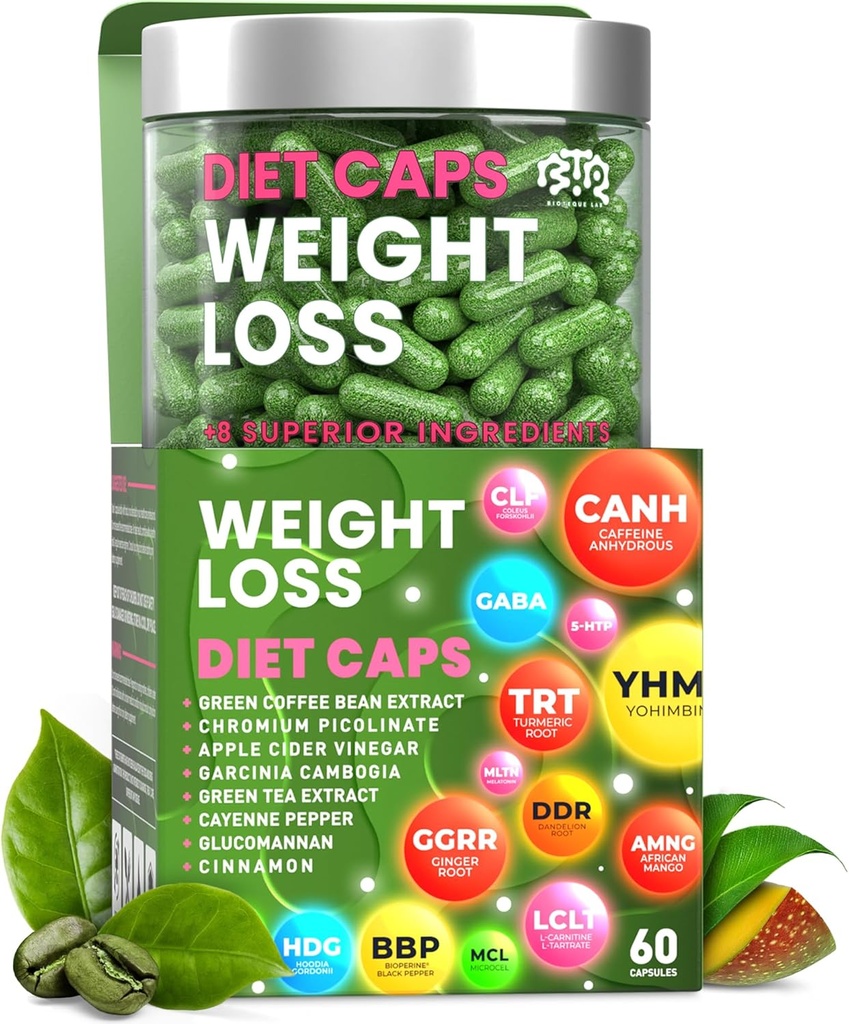 Kilo kaybı Diyet Capsules, Natural Appetite Suppressant, Day & Night Fat Burner for Women & Men with Apple Cider, Green Coffee Bean Extract, Metabolism ATM Supplement - 60 Pills