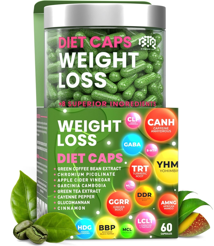 Kilo kaybı Diyet Capsules, Natural Appetite Suppressant, Day & Night Fat Burner for Women & Men with Apple Cider, Green Coffee Bean Extract, Metabolism ATM Supplement - 60 Pills