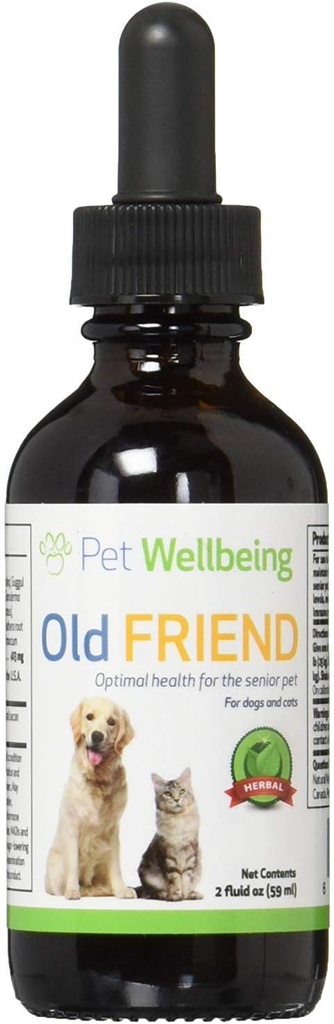 Pet Wellence Old Friend for Senior Dogs - Supports Immune System Health, Ortak Hareketlilik, Sağlıklı Enerji Seviyeleri, Alfalfa, Reishi - Veterinarian-Formated Herbal Supplement 2 oz (59 ml)