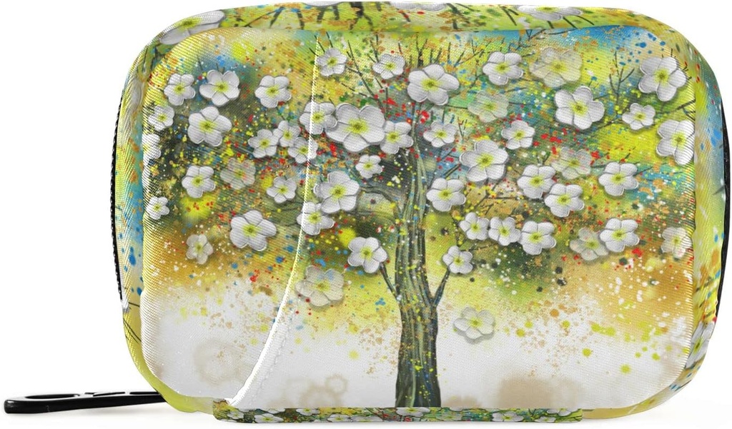Pill Case Floral Tree Oil Picture Pill Box 7 Günlük Pill Case Bag Travel Pill Organizet Bag with Surface Portable Weekly Case Compact Boyut for Vitamin Supplement Sahibi