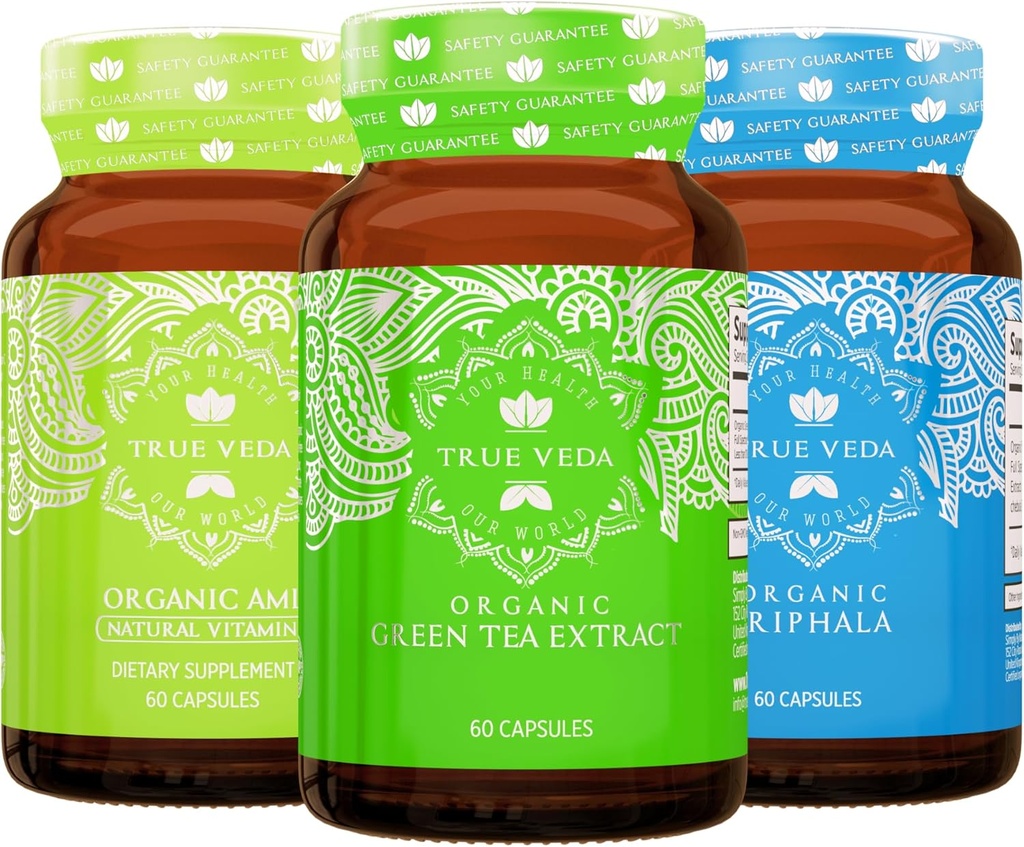 True Veda Digestion and Detox Log USDA Organic | Multi-Award-Winning | Green Tea | Amla with Vitamin C | Triphala Capsules