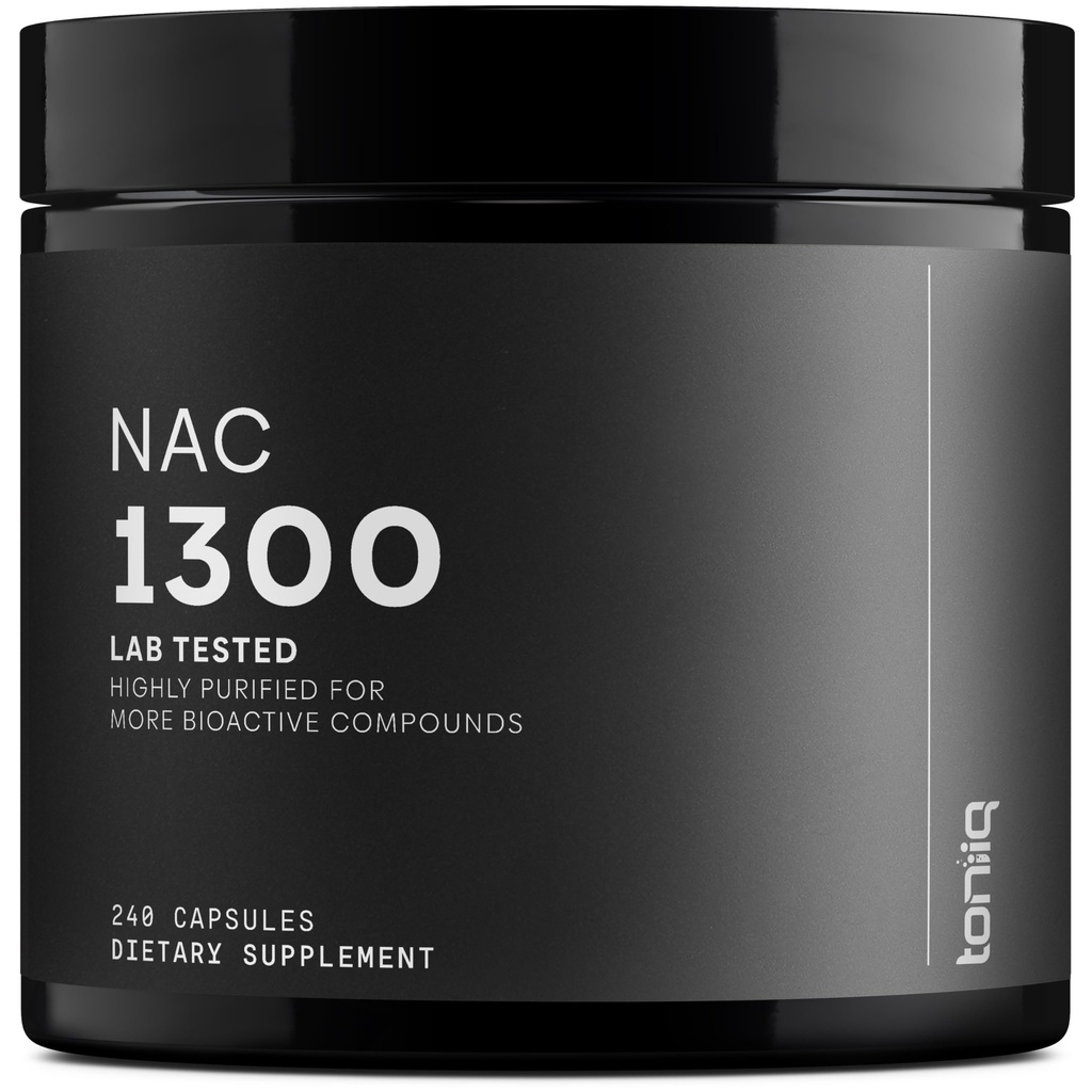 Toniiq 1300 mg NAC - 4 Ay Supply - Min.98+ Test Edildi - Ultra High Strength Bio kullanılabilir NAC Cysteine Supplement - 240 Vegetarian N Acetyl Cysteine Capsules -Lab Tested TQ