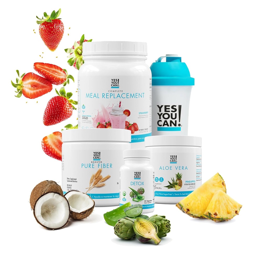 Detox Plus Kit, Daily Cleanse Pure Fiber Meal Replacement, Drink Mix, Shake Booster and Supplement, Body Cleanse Kit for Women, Daily System Cleanse - Φράουλα, Aloe Vera Hibiscus