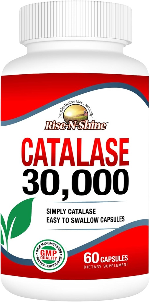 Rise-N-Shine Catalase Supplement 30.000 - Güçlü Saç Sağlığı Desteği için Güçlü Antioksi Enzyme - 60 Capsules (30-Day Supply)