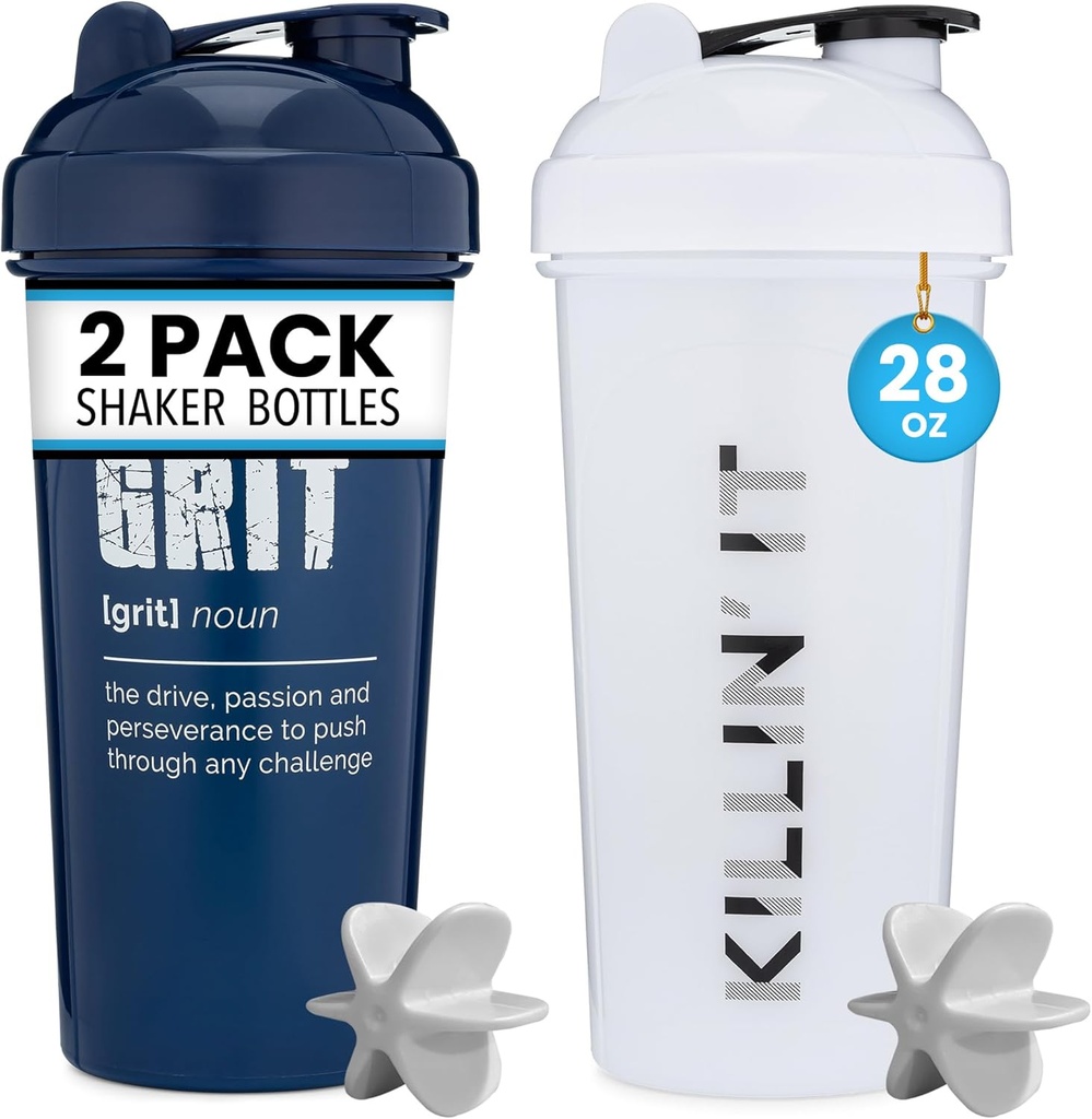 GOMOYO [2 Πακέτο] 28oz Shaker μπουκάλι με Motivational Quotes (White Killin' It & Navy Grit) 