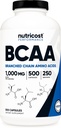 Nutricost BCAA 1000 mg, 500 Capsules (250 Serv), 2:1 Branşlı Zincir Amino Asits (500 mg of L-Isoleucine and L-Valine)