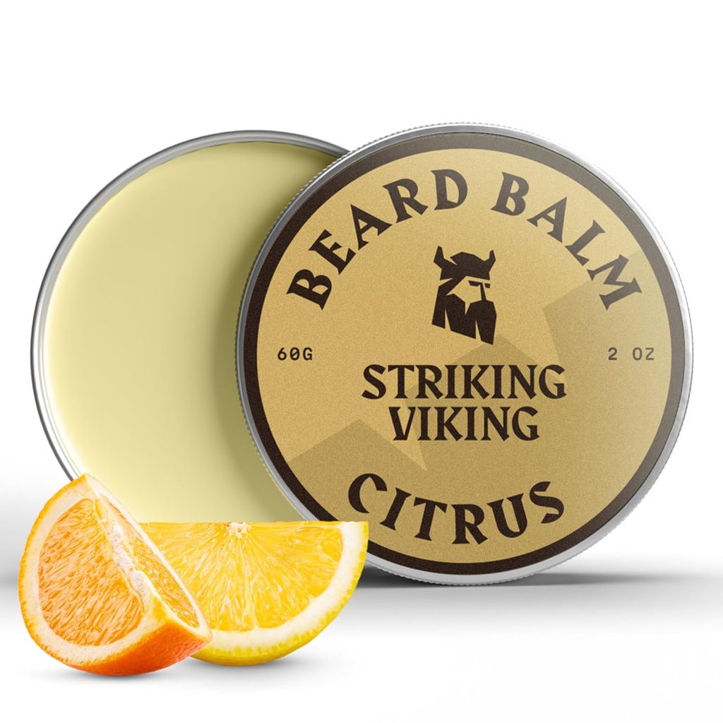 Striking Viking Ayıd Balm for Men - Beard Situationer - Styling Balm Doğal Türlü Ayıd Butter, Argan & Jojoba Oils (2 Ounce (kırda 1), Citrus)