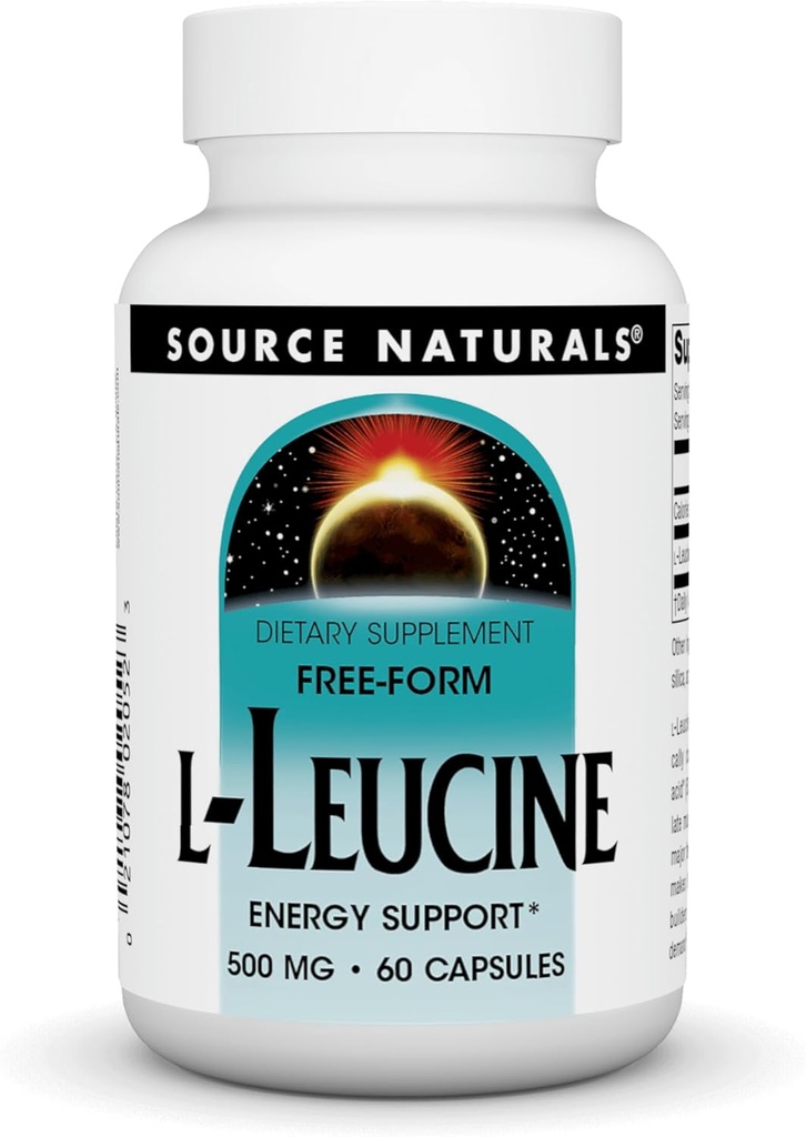 Source Naturals L-Leucine A Free Form Essential Amino Acid Supplement for Energy Support - 60 Capsules