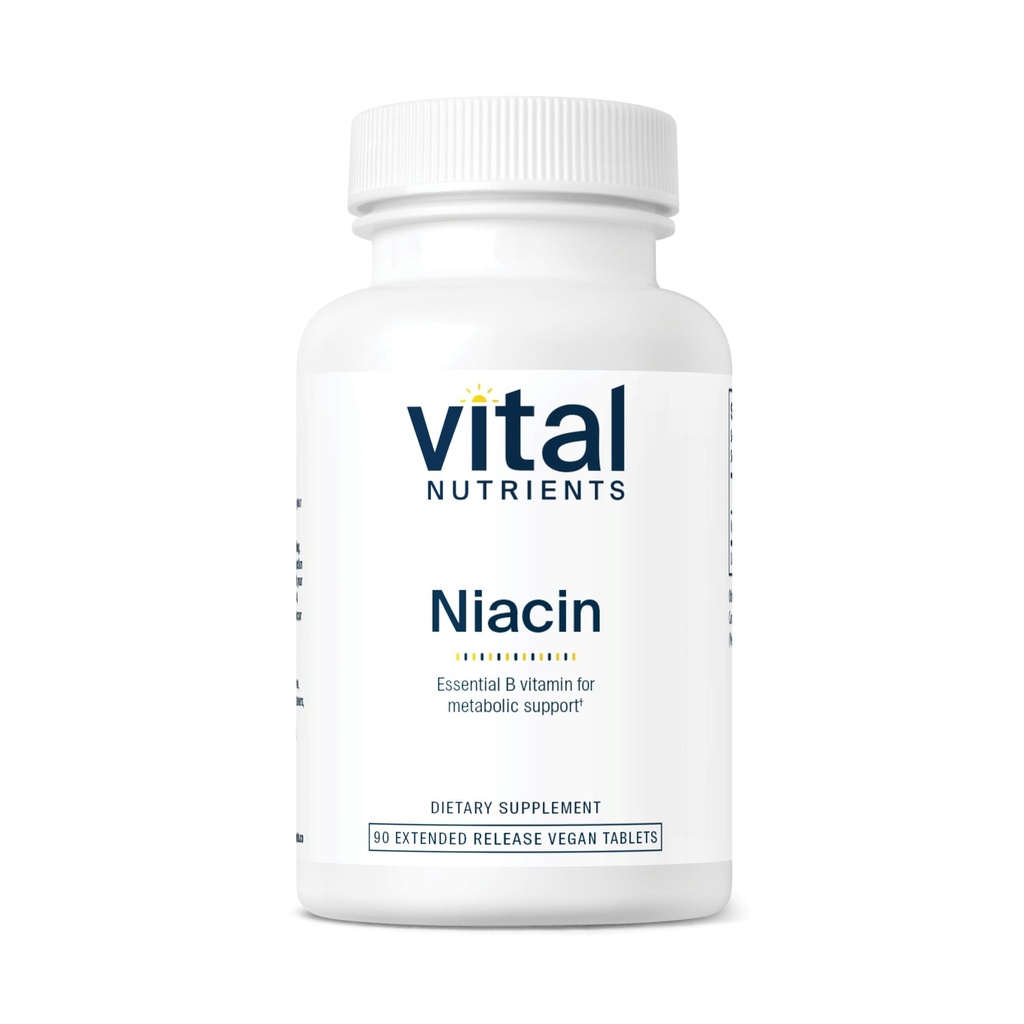 Vital Nutrients Niacin 500 mg | Men & Women için Timed-Release Niacin Supplement | Vitamin B3 Kalp Sağlığı ve Protein & Fat Metabolism | Gluten, Dairy, Soy Free | Non-GMO | 90 Tabletler