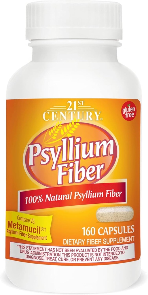 21. Yüzyıl, Psyllium Fiber, 160 Capsules - 2pc