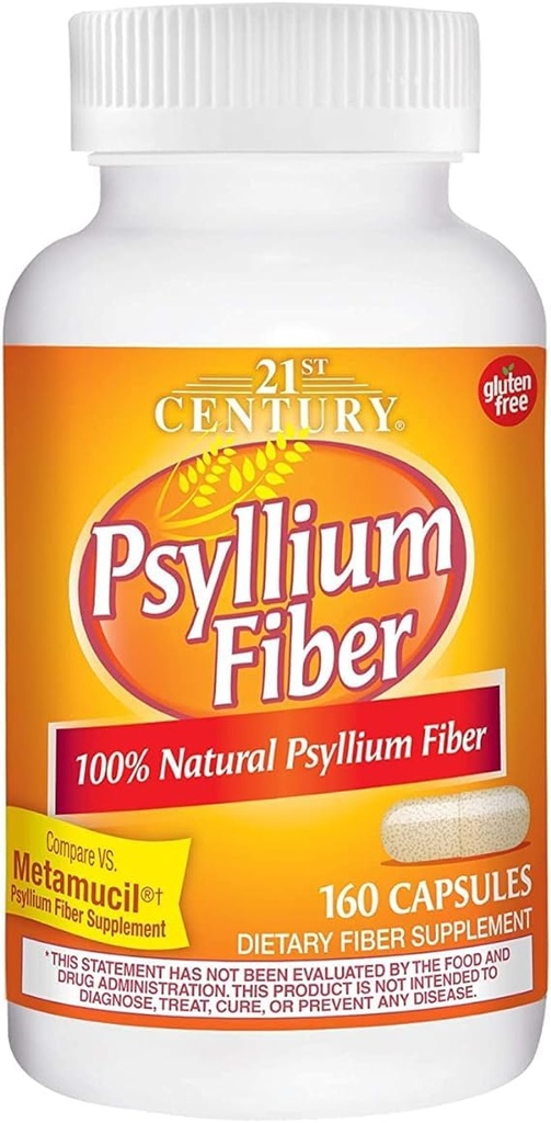21. Yüzyıl, Psyllium Fiber, 160 Capsules - 2pc