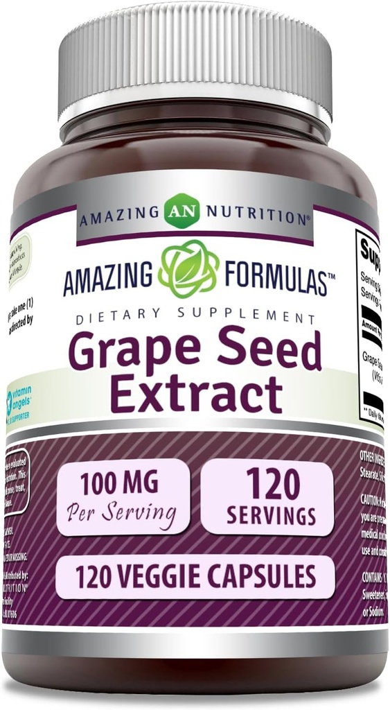 Amazing Formulas Grapeseed Extract Supplement | 100 Mg Per | 120 Veggie Capsules | Non-GMO | Gluten-Free | Made in USA