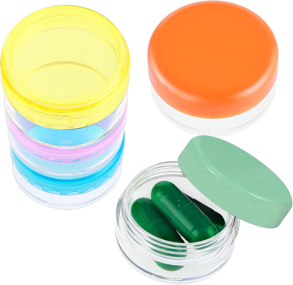 Küçük Pill Organizer Box, 5 Adet Seyahat Pill Vakaları Portreatif Günlük Mini Pill Konteynerleri Purse Pocket Briefcase (Mavi/Orange/Rose Red/Yellow/Green)