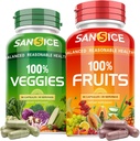 Meyveler ve Veggies Tamam, Doğal Meyve ve Sebze Vitaminleri Soy Free & Non-GMO Sebze ve Meyve Supplements for Women Men and Kids - 90 Fruit Capsules, 90 Veggie Capsules