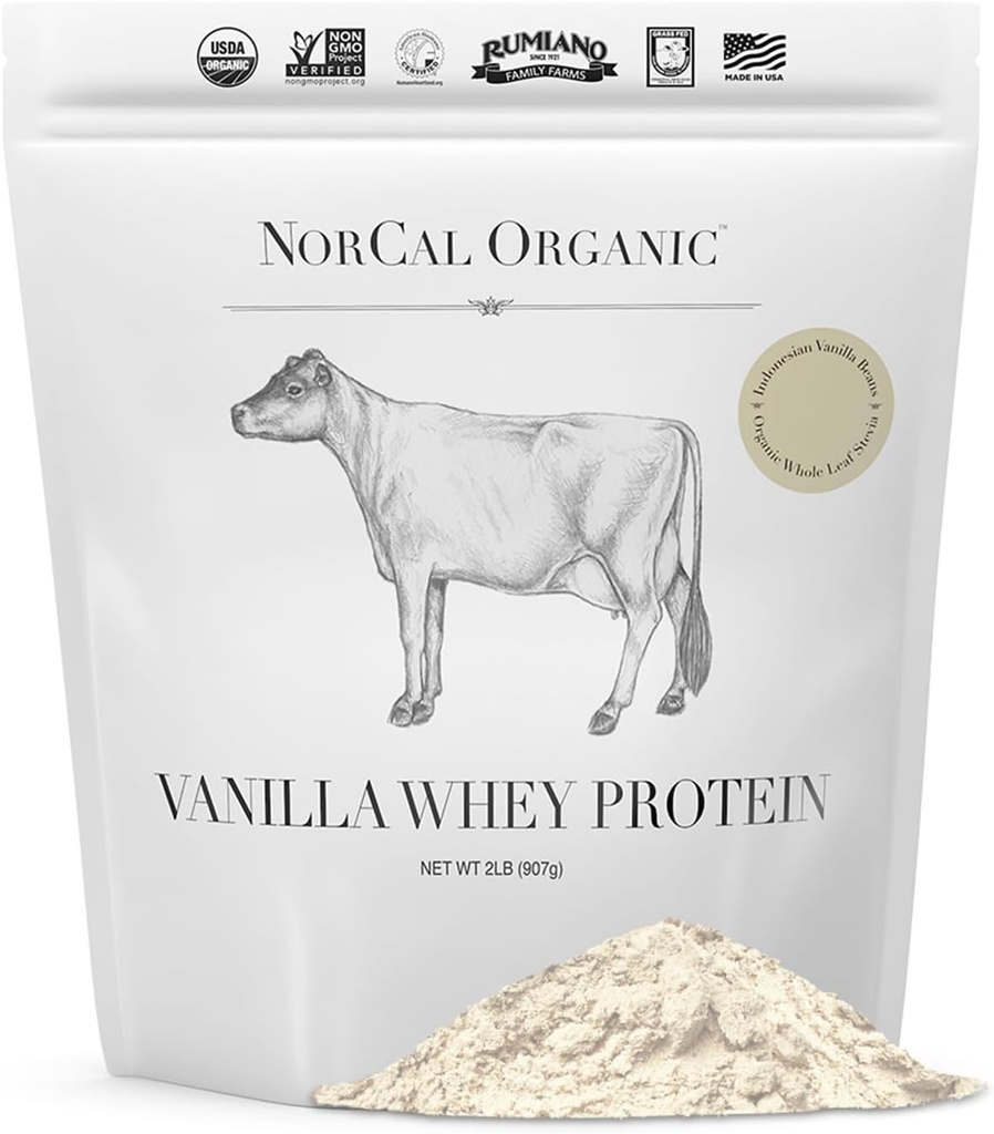 NorCal Organik Vanilla Whey proteini - 2lbs | Grass-Fed, Single- Vanilla | Kaliforniya Çiftleri'nden ABD İnsanı