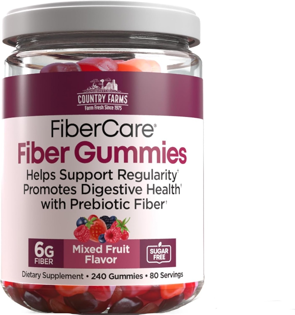 Ülke-Farm Fiber Bakım Gummies | Destekler Düzenlilik | Digestive Health | Prebiyotik | Karma Meyve Flavor | Fiber Için 6g | (240 Gummies) | 80 Gün Malzemeler