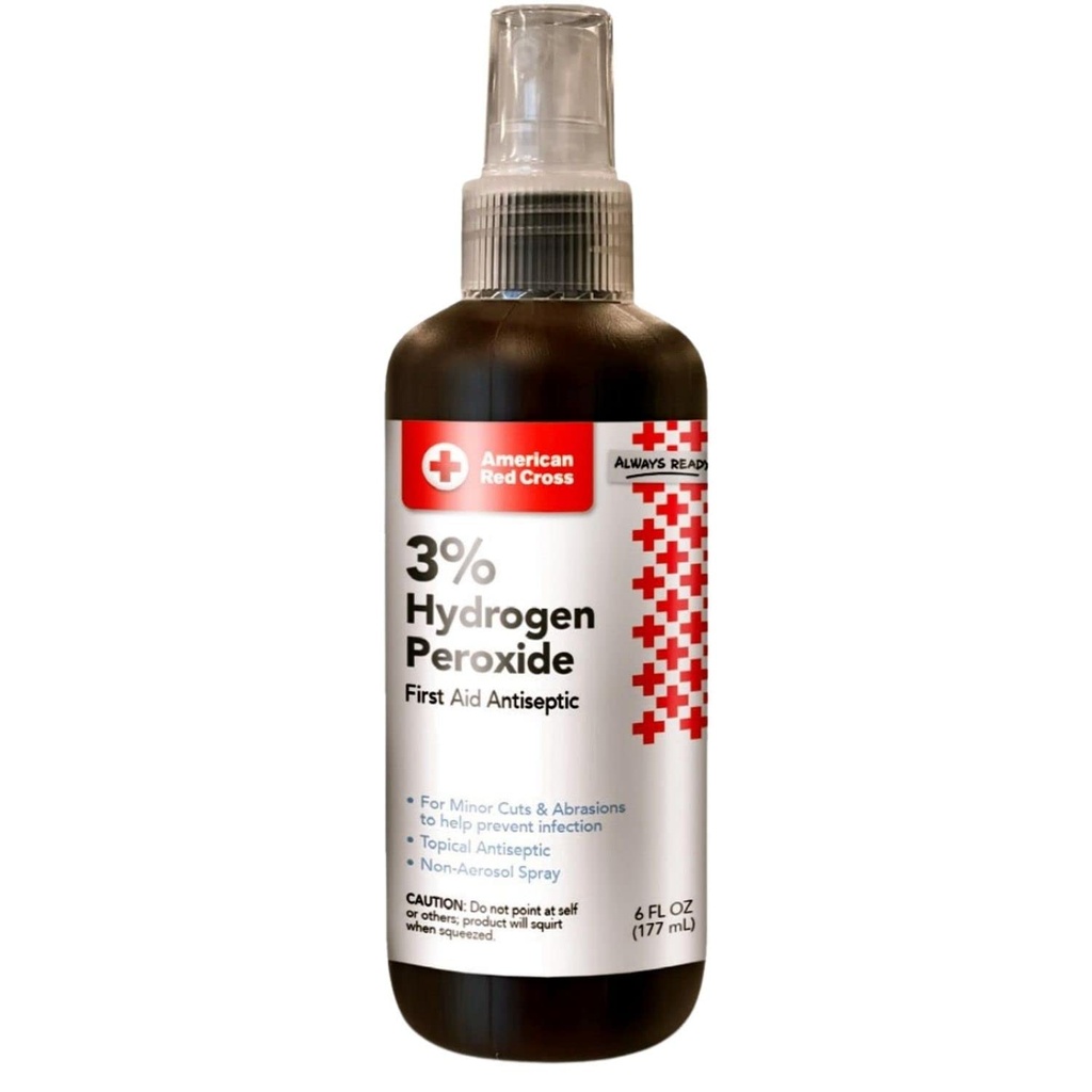 American Red Cross 3% Hidrojen Peroksit -% 97 Su - Topical Antisppsing Minor Cut, Boate, Injury - Mini Portatif Non-Aerosol Şişe - Seyahat, Ev Essential - 6oz