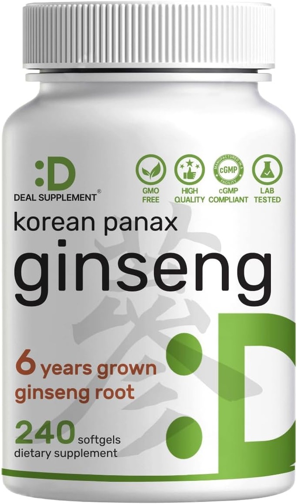 Korean Red Panax Ginseng Root Extract, 7.500mg Serving, 240 Softgels – 150mg Ενεργό Ginsenosides