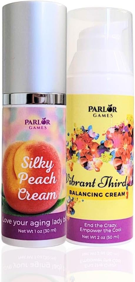 Menopause Rebalancing Sche: Silky Peach Estriol Cream & Vibrant Third Progesterone Cream for Women. Hot Flashes için Bioidentical Estrogen & Progesterone, Vaginal Kuruness, Sleep Issues & Brain Fog