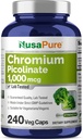 NusaPure Chromium Picolinate 1000 Live 240 Veggie Capsules (Non-GMO, Vegan)