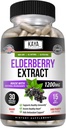Kaya Naturals Elder Immune Support - Elderberry Extract, Rich Antioksi Premium Vitamins, 1200 mg Immune System Alert Sambucus Capsules - Count 30