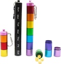 2 PCS Metal Seyahat Pill Organizer Büyük - Haftalık Rainbow Pill Case +7 Day Pill Organizer-Waterproof Pill Box Konteyner - Compact ve Dayanıklı Tıp Organizecı