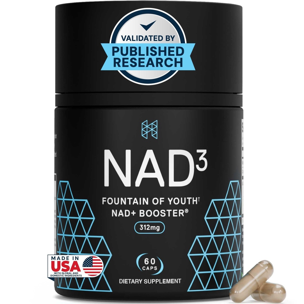 HPN NAD3 Clinical NAD+ Booster, Cellular Health & Natural Energy - Συμπλήρωμα NAD για υγιή γήρανση, Μεταβολική Υποστήριξη, NRF2 & Μακροζωία, Νικοτιναμίδη Ριμποζίδιο & NMN Εναλλακτική, 60ct, 30-Day Supply