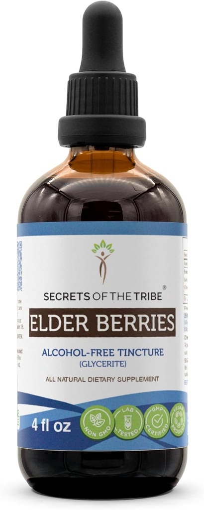 Kabilenin Sırları Alkol Özgür Tinkture (Glycerite) 678 mg Yaşlılık (Sambucus Nigra) kıl Berry (4 Fl Oz) Immune Support Supplement Supplement Supplement