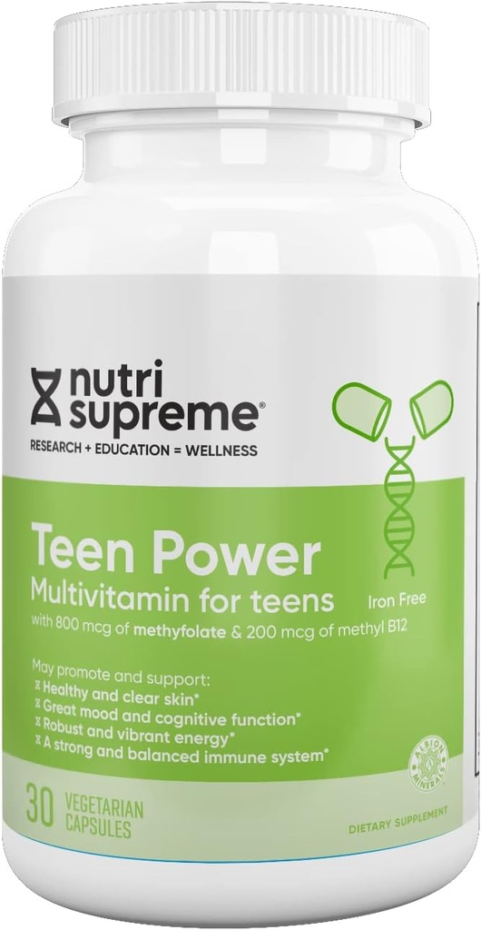12-17 yaş arası çocuklar ve kızlar için Nutri Supreme Teen Multivitamin, En İyi Kosher One Per Day Teen Vitamins, Teen Development ve Immune Health, 30 Capsules