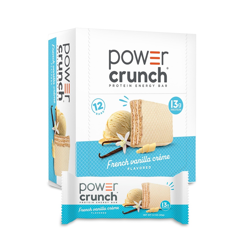 Power Crunch Protein Wafer Bars, Υψηλής πρωτεΐνης σνακ με νοστιμότατο γούστο, Γαλλική βανίλια Creme, 1.4 ουγγιά (12 κόμης)