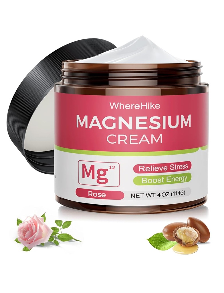 Doğal Topical Magnezyum Cream for Sleep,Nighttime Magnezyum Lotion for Pain and Leg Cramps,Muscle Relaxation,Calm, Deep Hydration for Skin Care.(Rose-1)