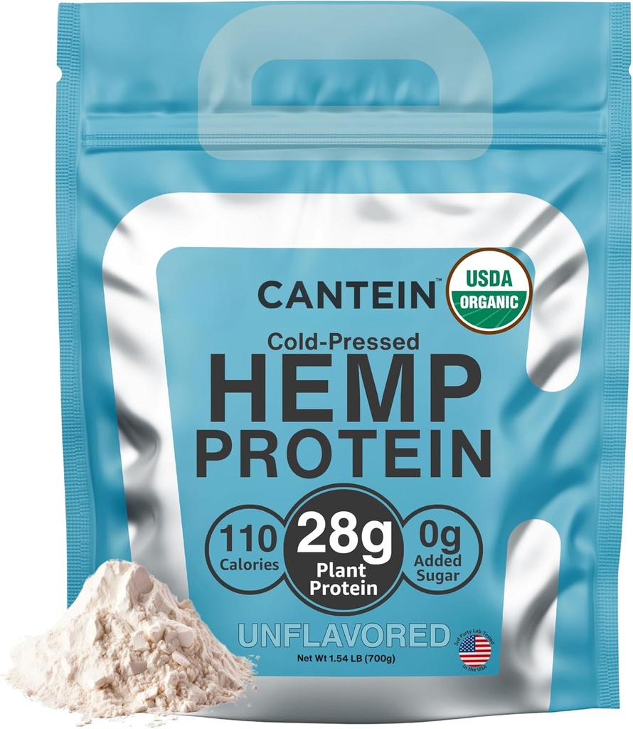 Organik Hemp Protein Toz, Bitki bazlı ve Vegan Protein Shake, Lactose ve Süt Free, Gluten Free, Clean ve Natural- Unflavored (20 hizmet)
