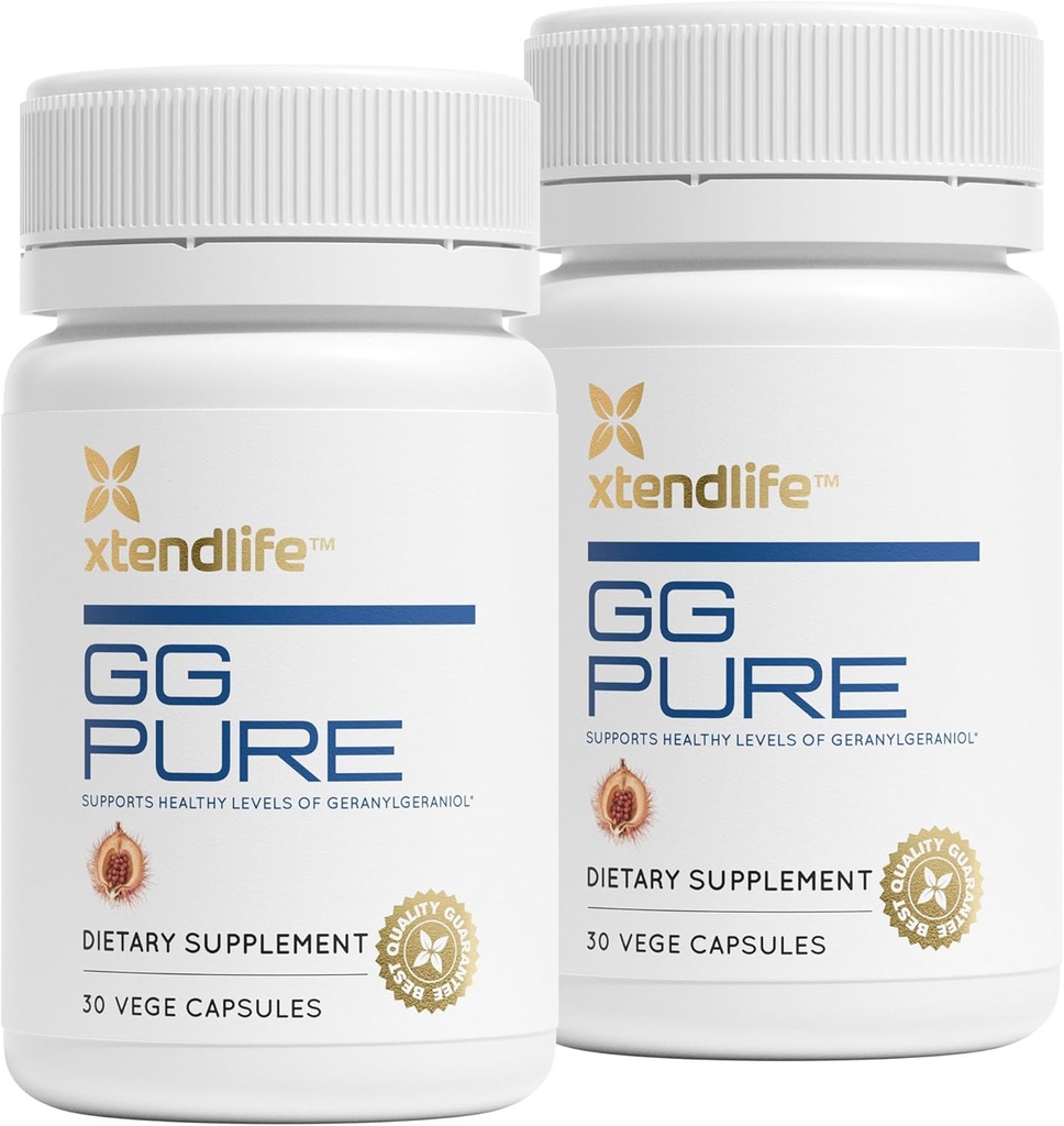 Xtendlife GG Pure Geranylgeraniol for CoQ10, Bone, Muscle & Heart Support - 150mg GG Gold from Annatto Seeds - Ideal for Statin Users - 2 Moon Supply (Pack of 2)