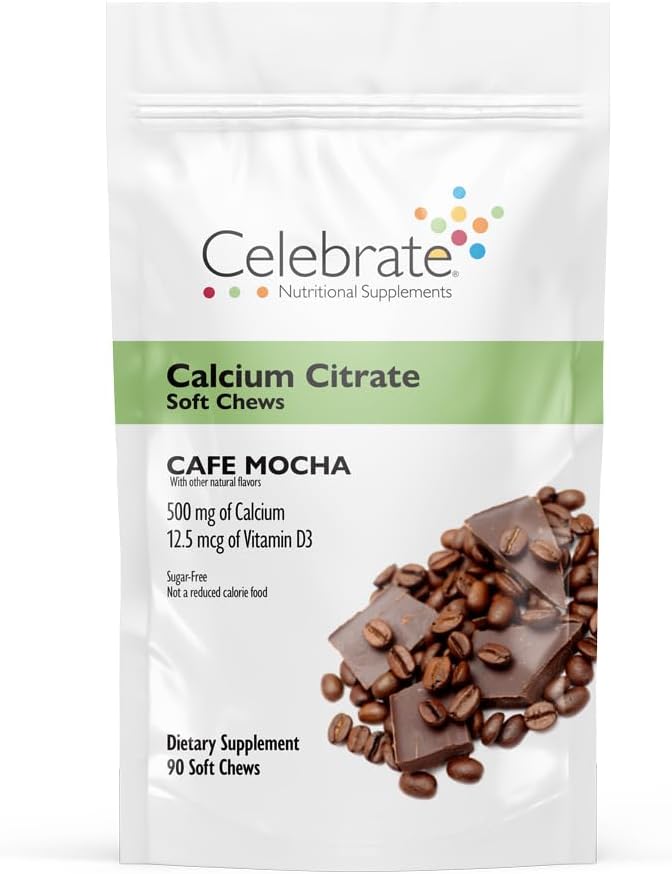 D3, 500 mg, Sugar-Free & Gluten-Freeuba Citrate for Bariatric Hastaları için, Cafe Mocha, 90 count