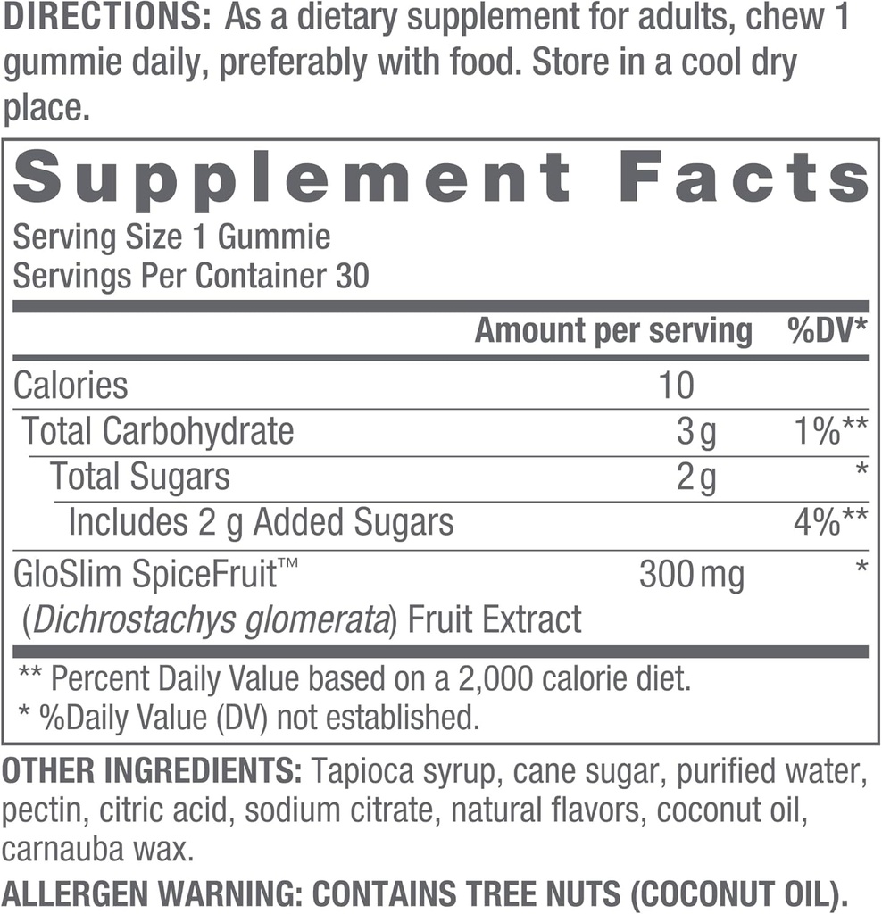 OMI Gloslim Spicefur Gummies by Naomi Whittel - Klinik olarak Batı Afrika Spiceisi, Bioaktif Polyols - 30 Gummies, 30 Day Supply