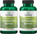 Swanson Full Spectrum Schizandrages - Herbal Supplement Stres Desteği ve Canlı Sağlık - Kolay Vücut ve Zihinsel Malzemeler Yardım - (90 Capsules, 525 mg Her) (2 Pack)