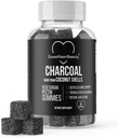 Aktif Charcoal Gummies - Natural Coconut Shell Charcoal Gummy Supplements for Detox Support, Stomach Bloat & Oral Health - Gluten Free, Vegan & Pectin Based - Acai Flavor, 60 Count